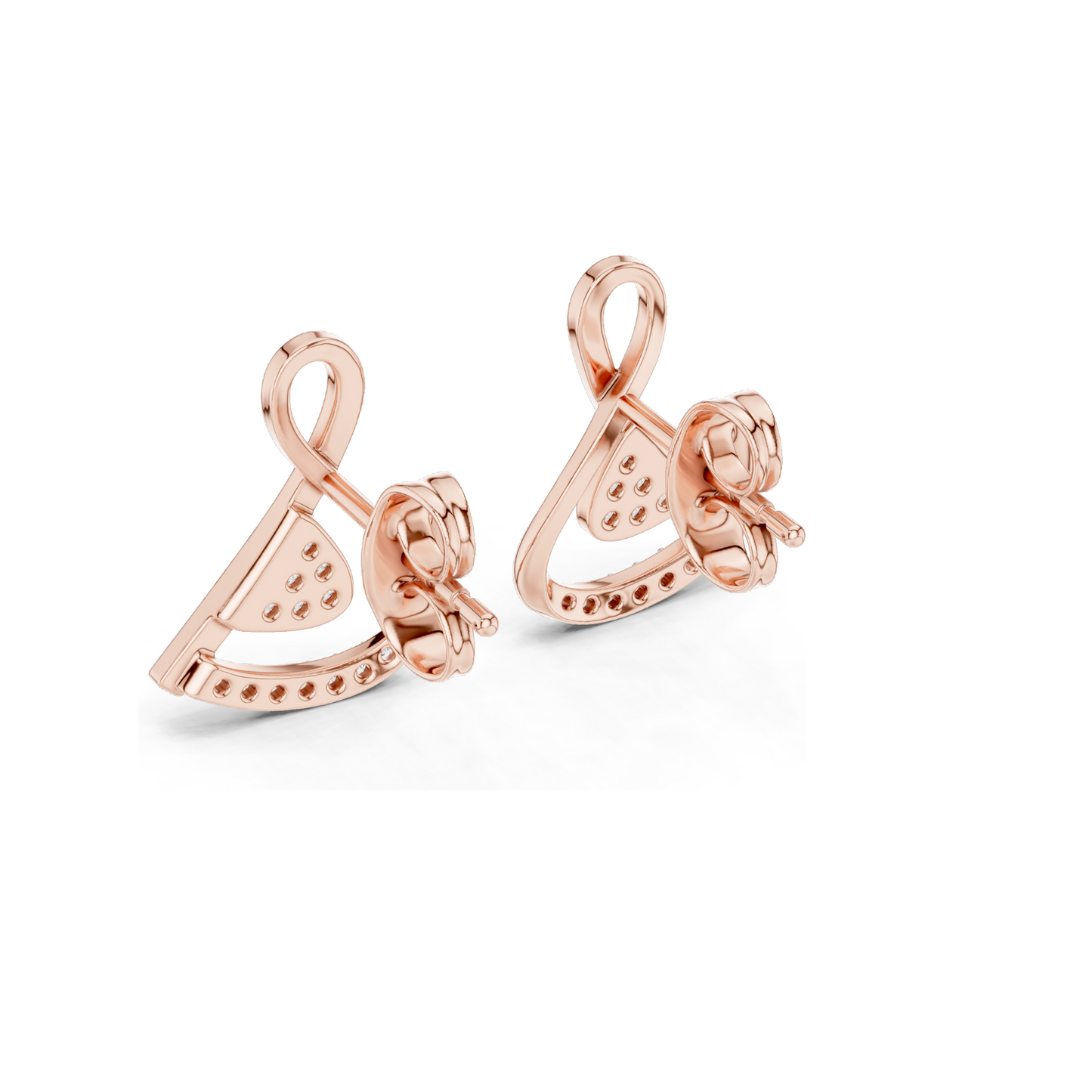 Lab Diamond Earrings | 0.126 CT VVS-VS EF Clarity CVD Diamond | Available in 18KT, 14KT, 10KT Gold & 925 Silver | Rose, Yellow, White Gold & Moissanite Options
