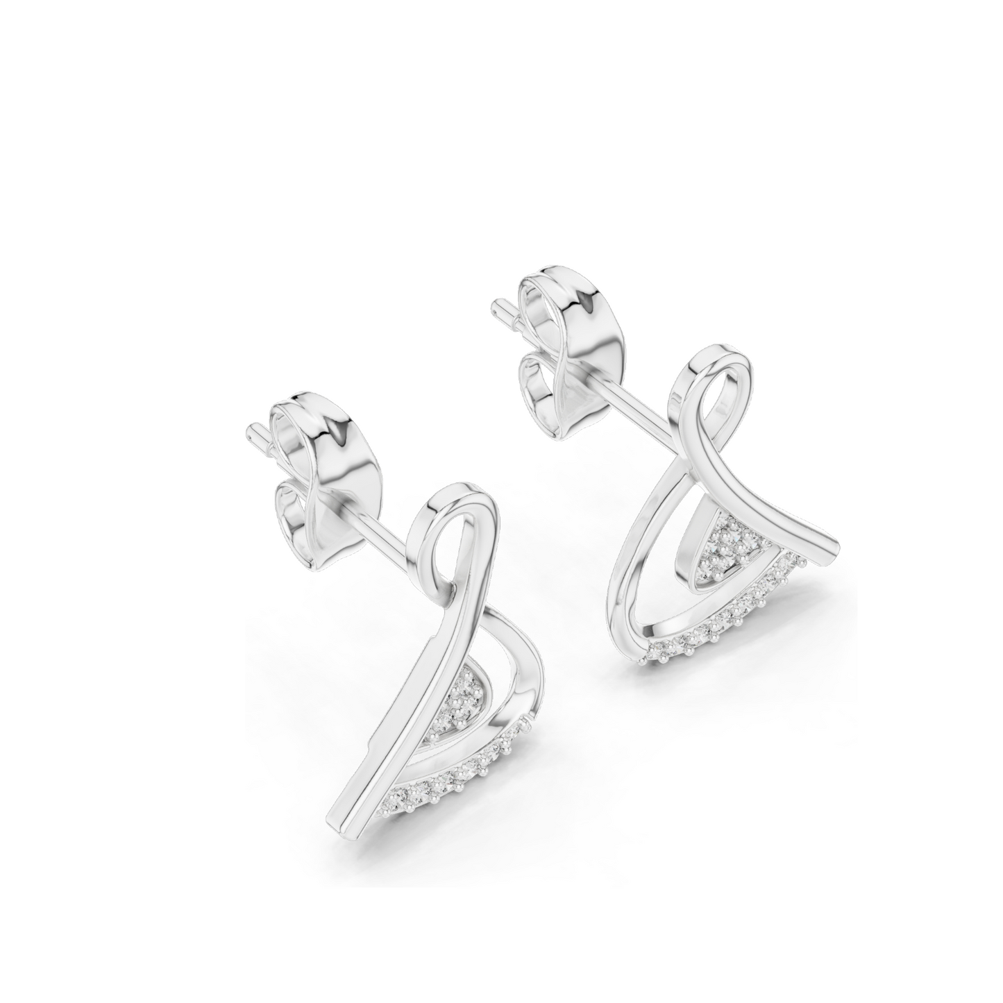 Lab Diamond Earrings | 0.126 CT VVS-VS EF Clarity CVD Diamond | Available in 18KT, 14KT, 10KT Gold & 925 Silver | Rose, Yellow, White Gold & Moissanite Options