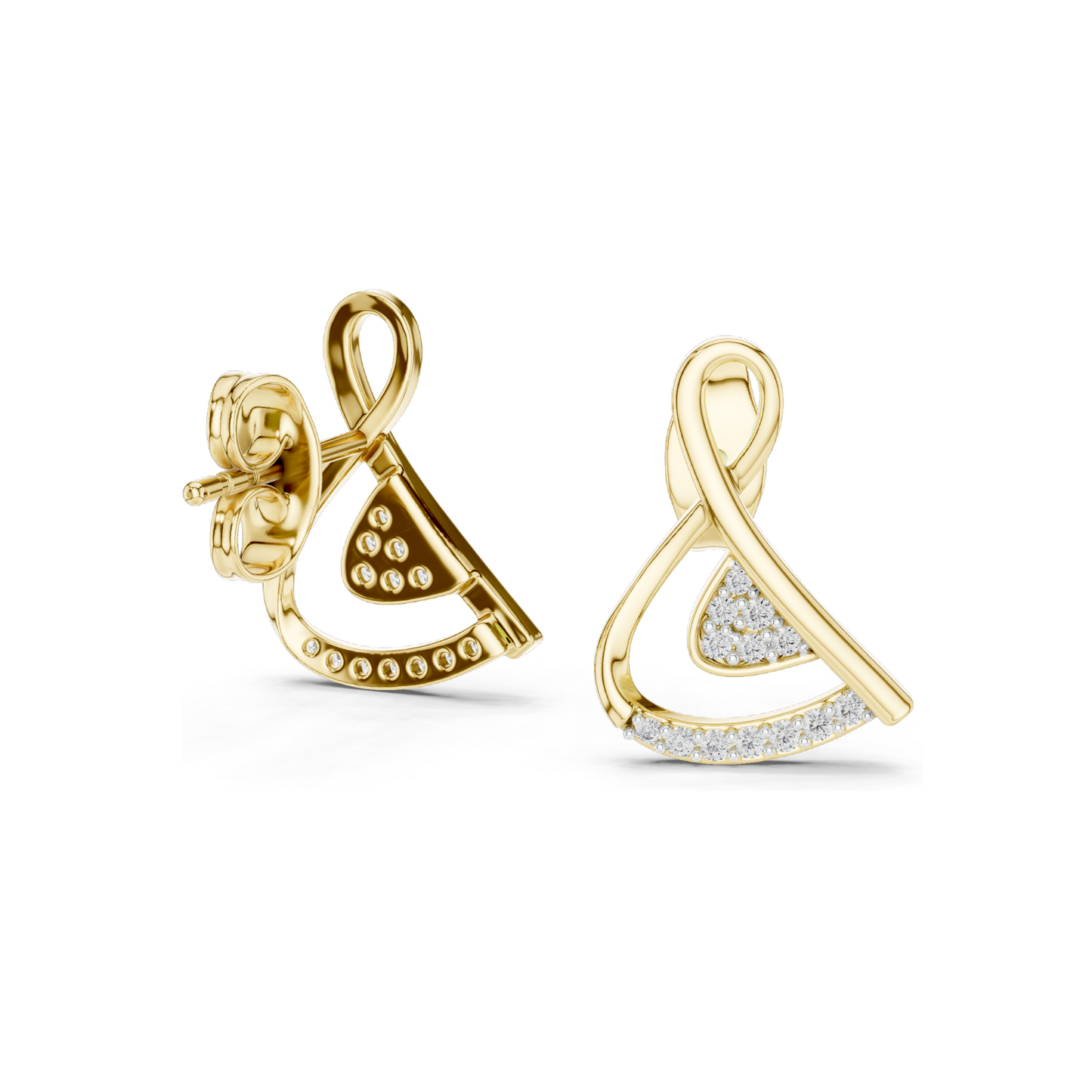 Lab Diamond Earrings | 0.126 CT VVS-VS EF Clarity CVD Diamond | Available in 18KT, 14KT, 10KT Gold & 925 Silver | Rose, Yellow, White Gold & Moissanite Options