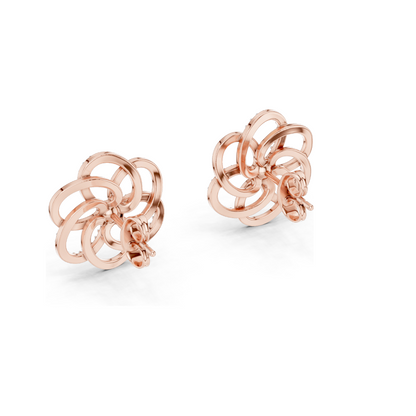 0.264 CT Lab Diamond Flower Stud Earrings | VVS-VS EF Round Cut | 18KT, 14KT, 10KT Gold & 925 Silver | Yellow, Rose, White Gold & Moissanite Options