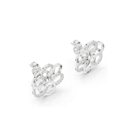 0.264 CT Lab Diamond Flower Stud Earrings | VVS-VS EF Round Cut | 18KT, 14KT, 10KT Gold & 925 Silver | Yellow, Rose, White Gold & Moissanite Options