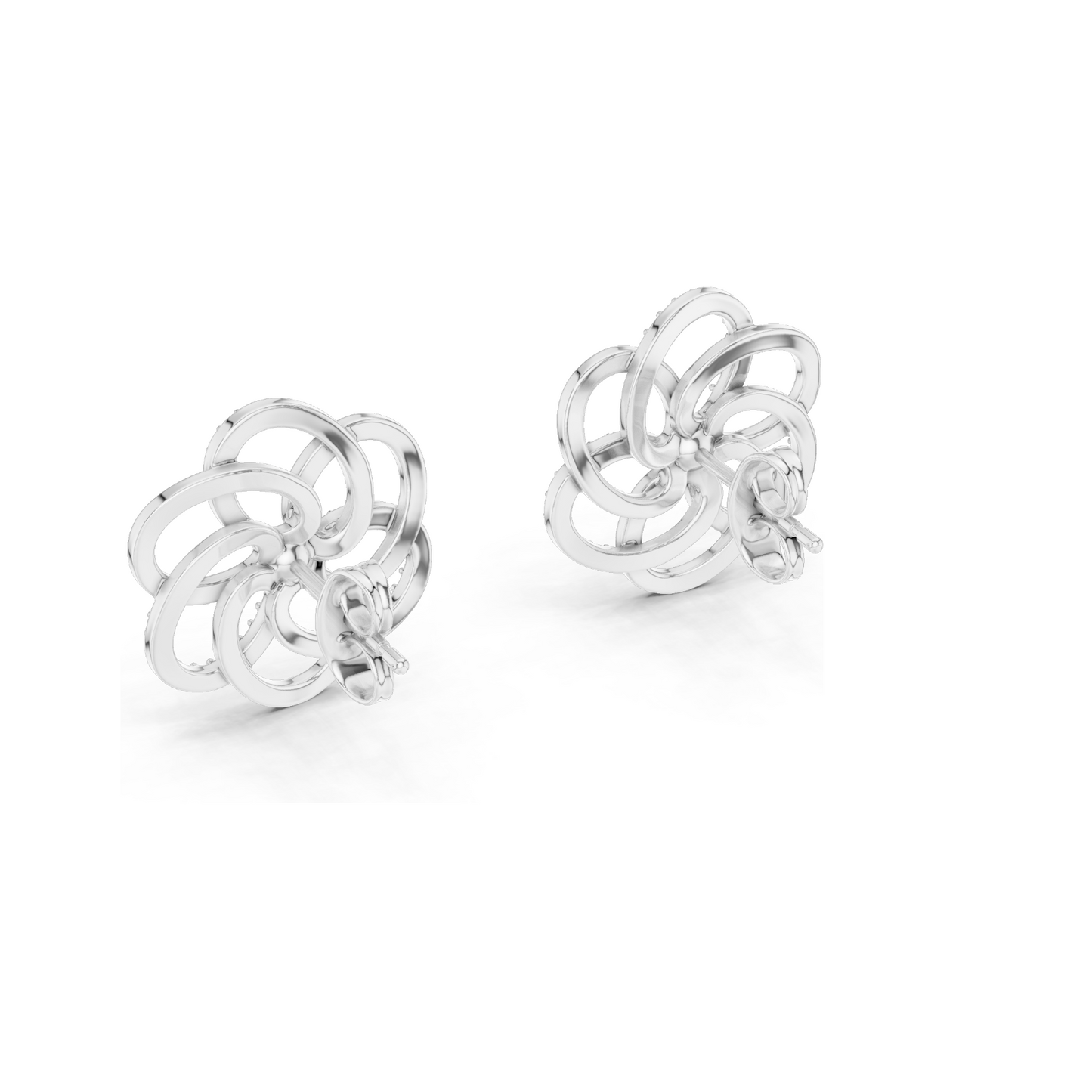 0.264 CT Lab Diamond Flower Stud Earrings | VVS-VS EF Round Cut | 18KT, 14KT, 10KT Gold & 925 Silver | Yellow, Rose, White Gold & Moissanite Options