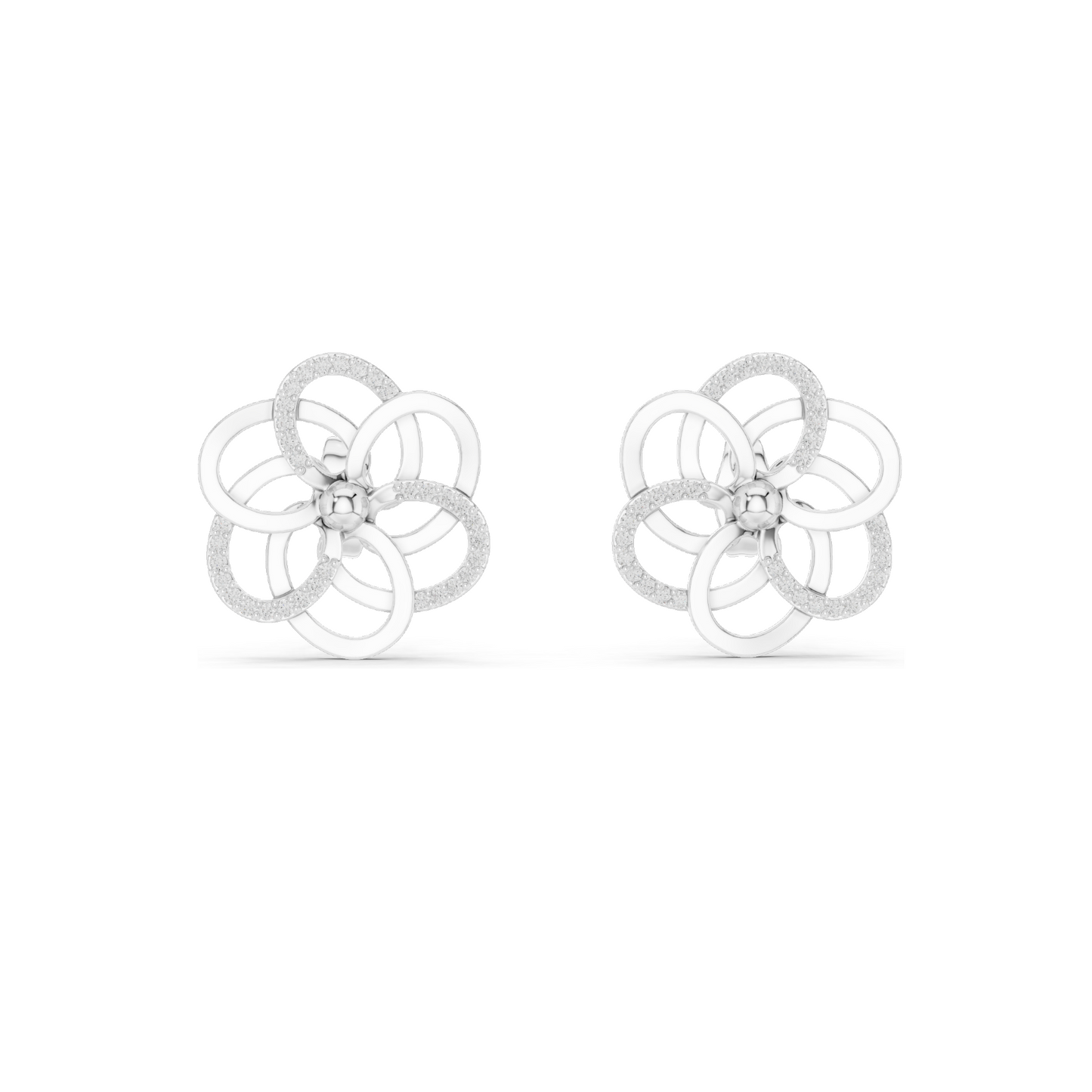 0.264 CT Lab Diamond Flower Stud Earrings | VVS-VS EF Round Cut | 18KT, 14KT, 10KT Gold & 925 Silver | Yellow, Rose, White Gold & Moissanite Options
