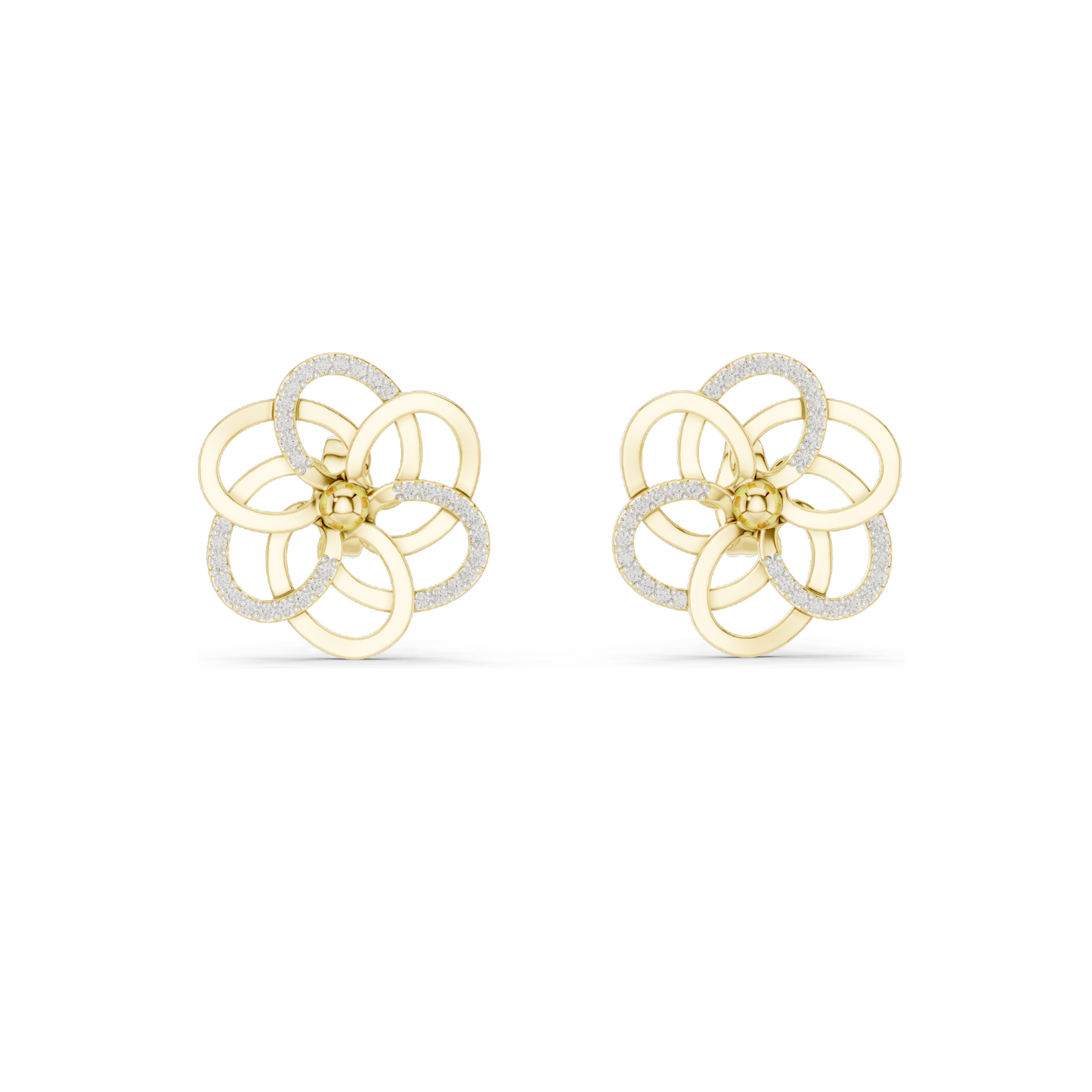 0.264 CT Lab Diamond Flower Stud Earrings | VVS-VS EF Round Cut | 18KT, 14KT, 10KT Gold & 925 Silver | Yellow, Rose, White Gold & Moissanite Options