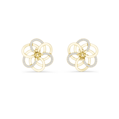 0.264 CT Lab Diamond Flower Stud Earrings | VVS-VS EF Round Cut | 18KT, 14KT, 10KT Gold & 925 Silver | Yellow, Rose, White Gold & Moissanite Options