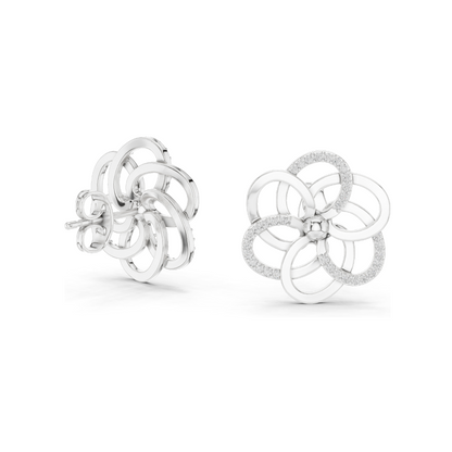 0.264 CT Lab Diamond Flower Stud Earrings | VVS-VS EF Round Cut | 18KT, 14KT, 10KT Gold & 925 Silver | Yellow, Rose, White Gold & Moissanite Options