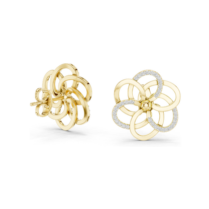 0.264 CT Lab Diamond Flower Stud Earrings | VVS-VS EF Round Cut | 18KT, 14KT, 10KT Gold & 925 Silver | Yellow, Rose, White Gold & Moissanite Options