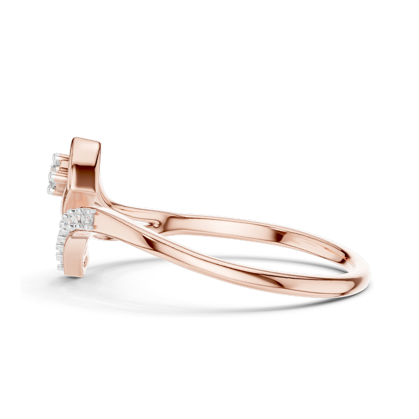 0.081 CT Lab Diamond Dual Curve Ladies Ring | VVS-VS EF Clarity | 18KT, 14KT, 10KT Gold & 925 Silver | Rose, Yellow, White Gold & Moissanite Options