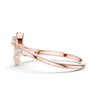 0.081 CT Lab Diamond Dual Curve Ladies Ring | VVS-VS EF Clarity | 18KT, 14KT, 10KT Gold & 925 Silver | Rose, Yellow, White Gold & Moissanite Options