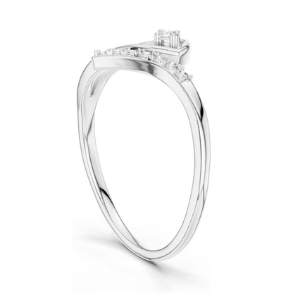 0.081 CT Lab Diamond Dual Curve Ladies Ring | VVS-VS EF Clarity | 18KT, 14KT, 10KT Gold & 925 Silver | Rose, Yellow, White Gold & Moissanite Options