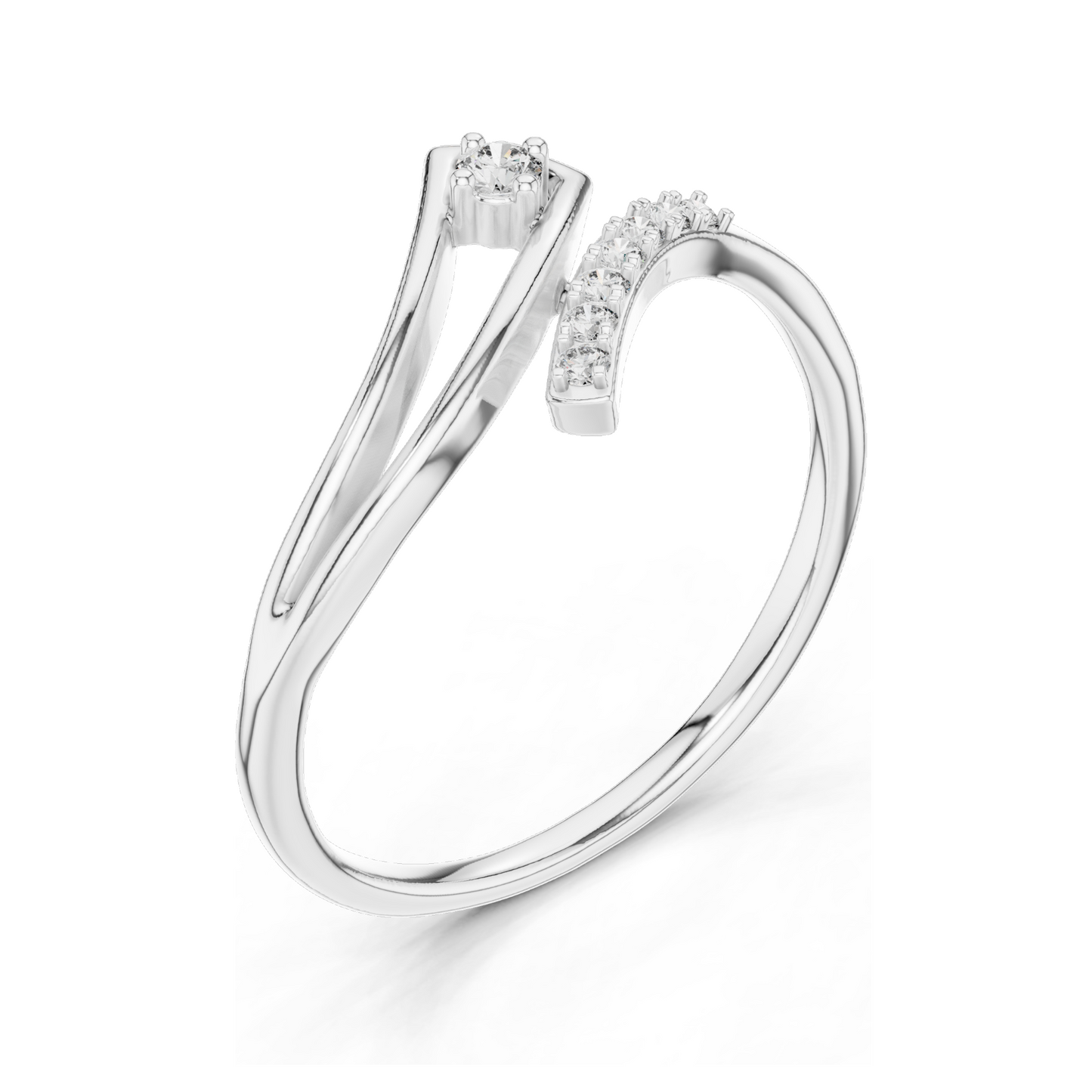 0.081 CT Lab Diamond Dual Curve Ladies Ring | VVS-VS EF Clarity | 18KT, 14KT, 10KT Gold & 925 Silver | Rose, Yellow, White Gold & Moissanite Options