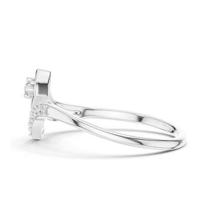 0.081 CT Lab Diamond Dual Curve Ladies Ring | VVS-VS EF Clarity | 18KT, 14KT, 10KT Gold & 925 Silver | Rose, Yellow, White Gold & Moissanite Options