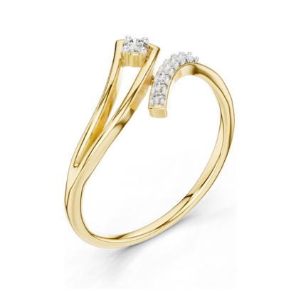 0.081 CT Lab Diamond Dual Curve Ladies Ring | VVS-VS EF Clarity | 18KT, 14KT, 10KT Gold & 925 Silver | Rose, Yellow, White Gold & Moissanite Options