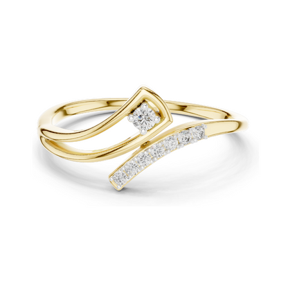 0.081 CT Lab Diamond Dual Curve Ladies Ring | VVS-VS EF Clarity | 18KT, 14KT, 10KT Gold & 925 Silver | Rose, Yellow, White Gold & Moissanite Options