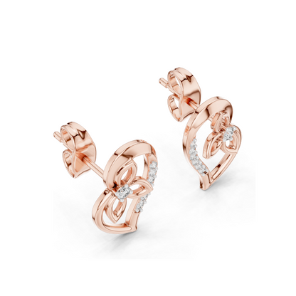 0.094 CT Floral Heart Diamond Earrings | 18KT, 14KT, 10KT Gold & 925 Silver | Lab-Grown Diamonds & Moissanite | Rose, Yellow, White Gold
