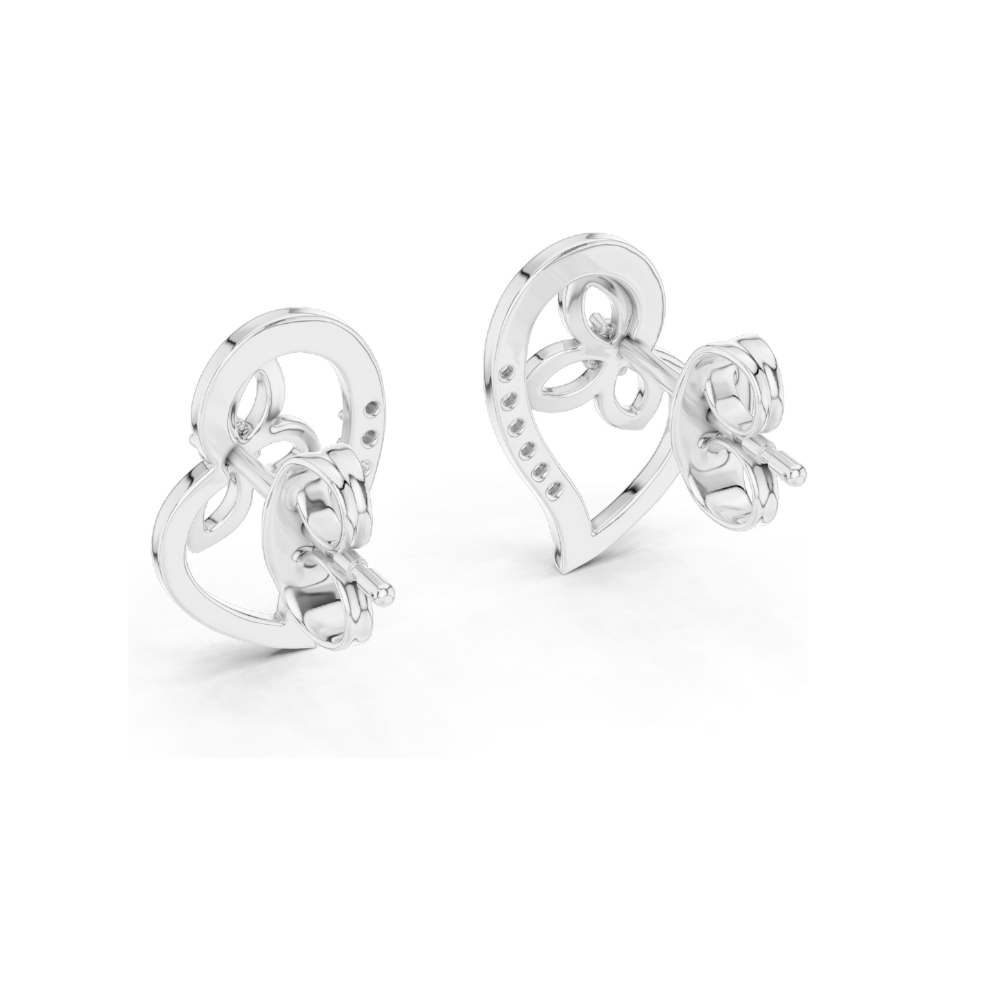 0.094 CT Floral Heart Diamond Earrings | 18KT, 14KT, 10KT Gold & 925 Silver | Lab-Grown Diamonds & Moissanite | Rose, Yellow, White Gold
