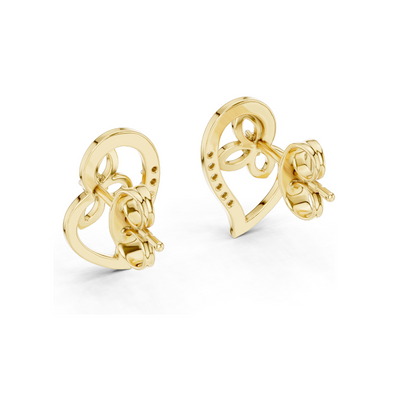 0.094 CT Floral Heart Diamond Earrings | 18KT, 14KT, 10KT Gold & 925 Silver | Lab-Grown Diamonds & Moissanite | Rose, Yellow, White Gold