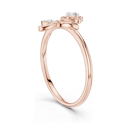Floral Diamond Ring for Women | 0.068 CT Lab Diamonds in 18KT, 14KT, 10KT Gold & 925 Silver | Rose, Yellow, White Gold | Moissanite Options Available