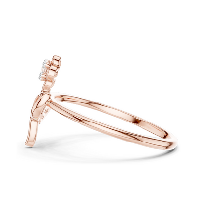 Floral Diamond Ring for Women | 0.068 CT Lab Diamonds in 18KT, 14KT, 10KT Gold & 925 Silver | Rose, Yellow, White Gold | Moissanite Options Available