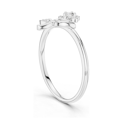 Floral Diamond Ring for Women | 0.068 CT Lab Diamonds in 18KT, 14KT, 10KT Gold & 925 Silver | Rose, Yellow, White Gold | Moissanite Options Available
