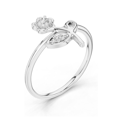 Floral Diamond Ring for Women | 0.068 CT Lab Diamonds in 18KT, 14KT, 10KT Gold & 925 Silver | Rose, Yellow, White Gold | Moissanite Options Available
