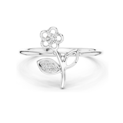 Floral Diamond Ring for Women | 0.068 CT Lab Diamonds in 18KT, 14KT, 10KT Gold & 925 Silver | Rose, Yellow, White Gold | Moissanite Options Available
