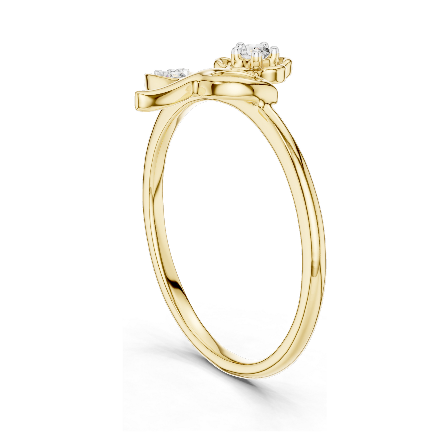 Floral Diamond Ring for Women | 0.068 CT Lab Diamonds in 18KT, 14KT, 10KT Gold & 925 Silver | Rose, Yellow, White Gold | Moissanite Options Available