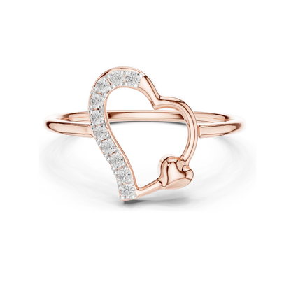 Heart-Shaped Diamond Ring with Lab Diamonds | 18KT, 14KT, 10KT Gold & 925 Silver | Rose, Yellow, White Gold | Elegant Moissanite & Diamond Options