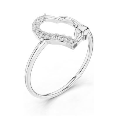 Heart-Shaped Diamond Ring with Lab Diamonds | 18KT, 14KT, 10KT Gold & 925 Silver | Rose, Yellow, White Gold | Elegant Moissanite & Diamond Options