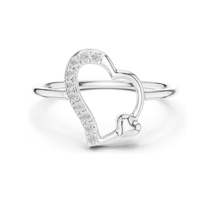 Heart-Shaped Diamond Ring with Lab Diamonds | 18KT, 14KT, 10KT Gold & 925 Silver | Rose, Yellow, White Gold | Elegant Moissanite & Diamond Options