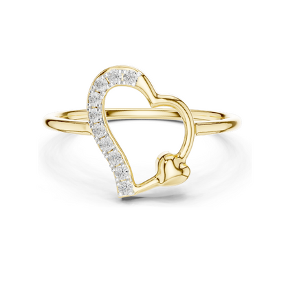 Heart-Shaped Diamond Ring with Lab Diamonds | 18KT, 14KT, 10KT Gold & 925 Silver | Rose, Yellow, White Gold | Elegant Moissanite & Diamond Options