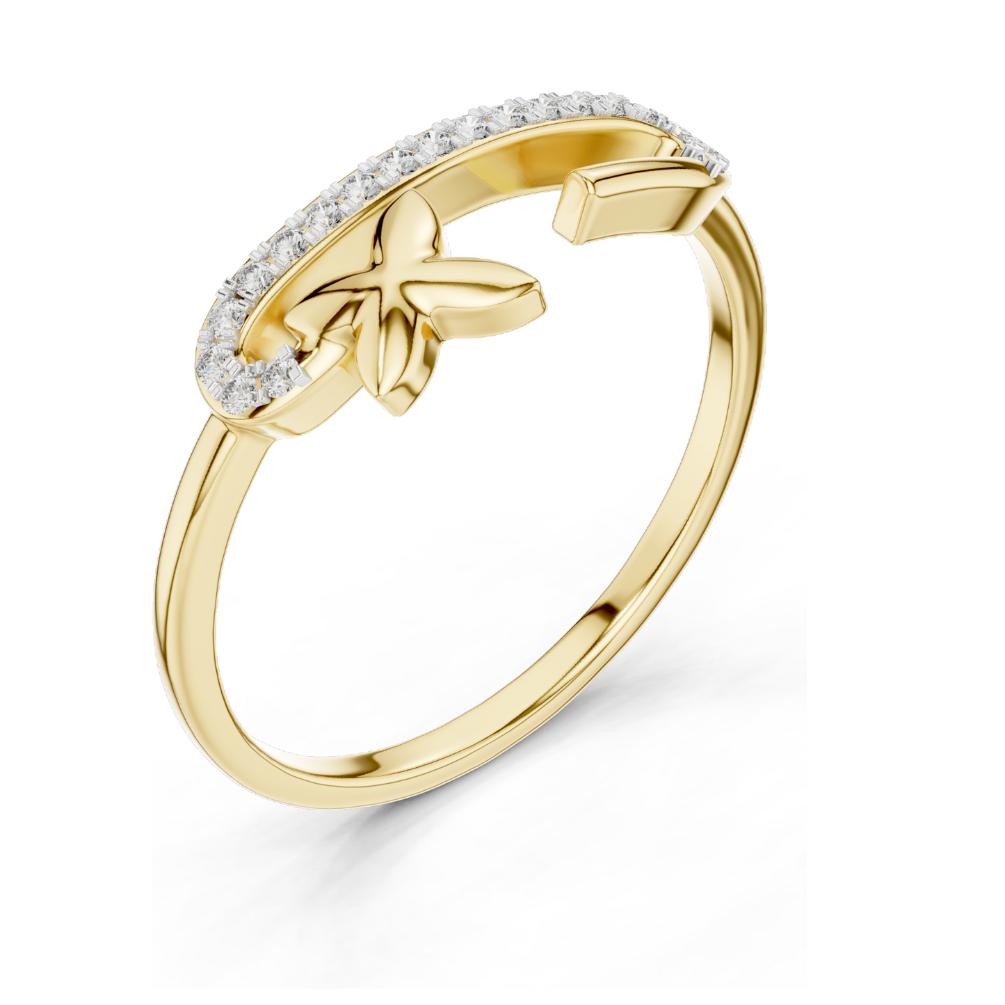 Diamond Twist Design Ladies Ring | Lab-Grown Diamonds & Moissanite | 18KT, 14KT, 10KT Gold & 925 Silver | Rose, Yellow, White Gold