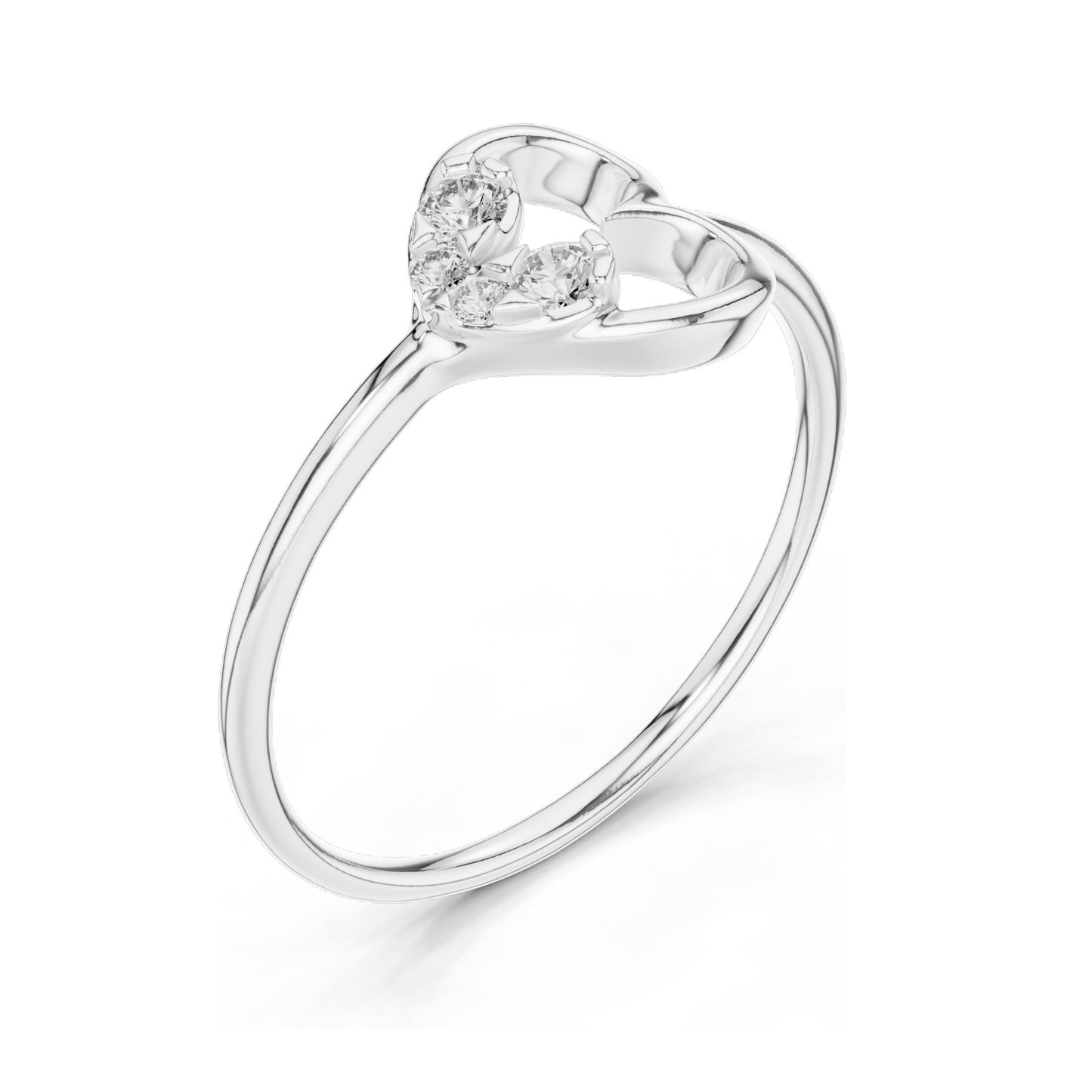0.104 CT Round Brilliant Lab Diamond Heart Ring for Women | VVS-VS EF Clarity, CVD-Grown | 18KT, 14KT, 10KT Gold & 925 Silver | Moissanite Option | Rose, Yellow, White Gold