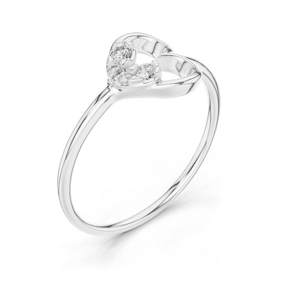 0.104 CT Round Brilliant Lab Diamond Heart Ring for Women | VVS-VS EF Clarity, CVD-Grown | 18KT, 14KT, 10KT Gold & 925 Silver | Moissanite Option | Rose, Yellow, White Gold
