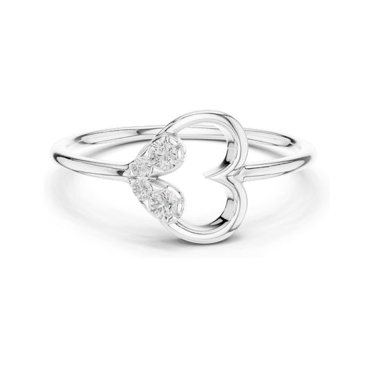 0.104 CT Round Brilliant Lab Diamond Heart Ring for Women | VVS-VS EF Clarity, CVD-Grown | 18KT, 14KT, 10KT Gold & 925 Silver | Moissanite Option | Rose, Yellow, White Gold