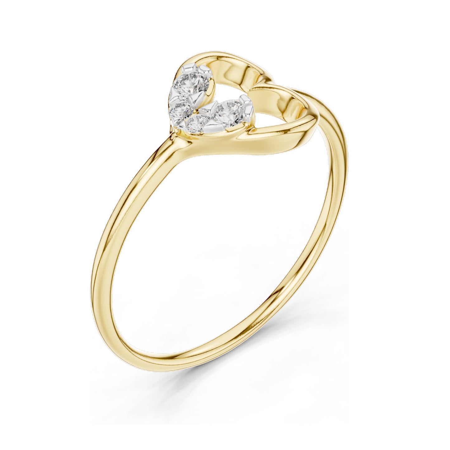 0.104 CT Round Brilliant Lab Diamond Heart Ring for Women | VVS-VS EF Clarity, CVD-Grown | 18KT, 14KT, 10KT Gold & 925 Silver | Moissanite Option | Rose, Yellow, White Gold