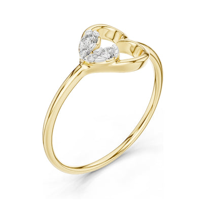 0.104 CT Round Brilliant Lab Diamond Heart Ring for Women | VVS-VS EF Clarity, CVD-Grown | 18KT, 14KT, 10KT Gold & 925 Silver | Moissanite Option | Rose, Yellow, White Gold