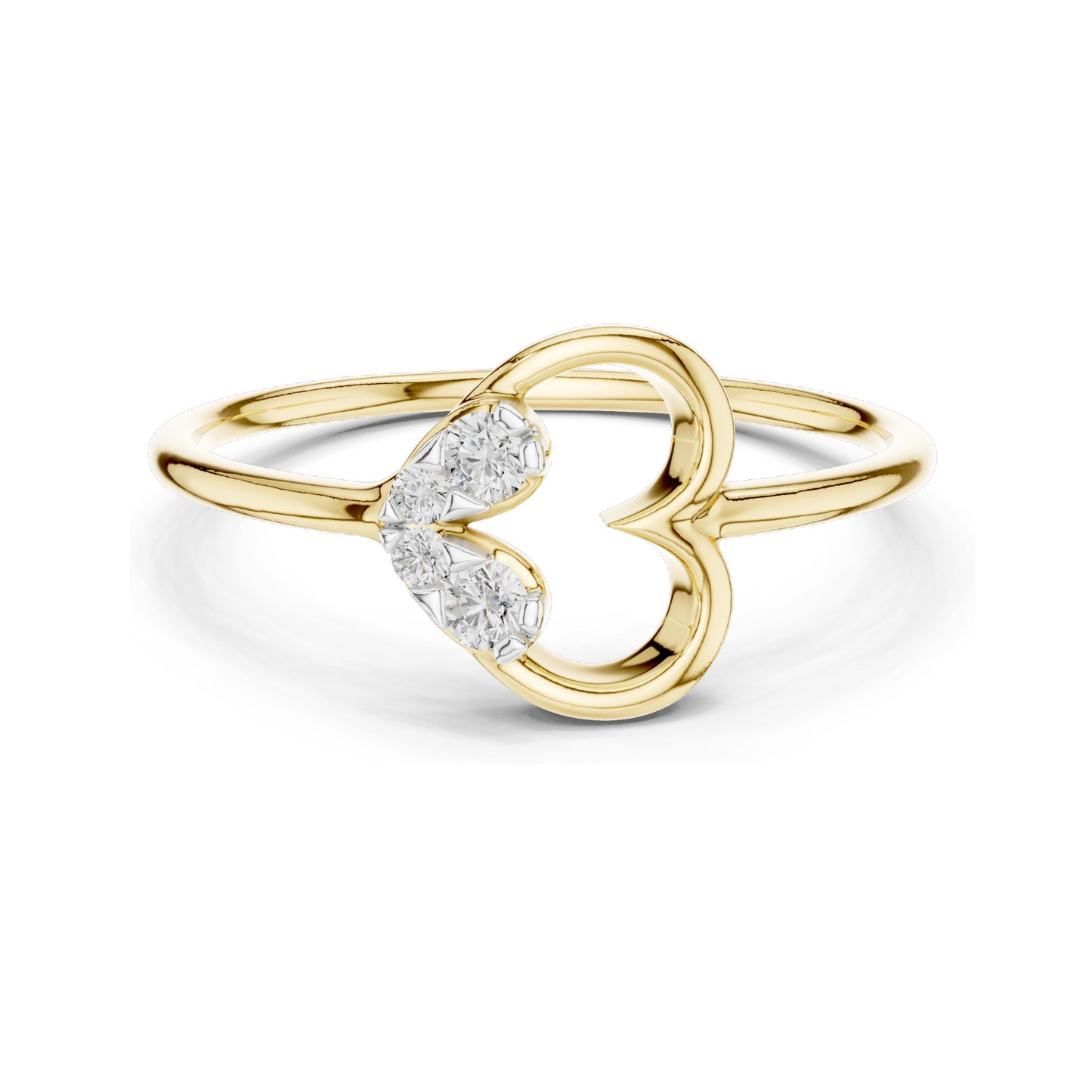 0.104 CT Round Brilliant Lab Diamond Heart Ring for Women | VVS-VS EF Clarity, CVD-Grown | 18KT, 14KT, 10KT Gold & 925 Silver | Moissanite Option | Rose, Yellow, White Gold