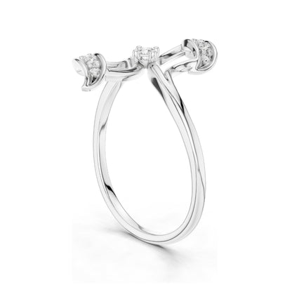 0.099 CT Round Brilliant Lab Diamond Floral Ring for Women | VVS-VS EF Clarity, CVD-Grown | 18KT, 14KT, 10KT Gold & 925 Silver | Moissanite Option | Rose, Yellow, White Gold