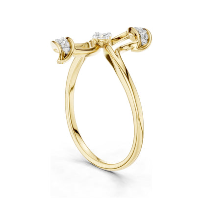 0.099 CT Round Brilliant Lab Diamond Floral Ring for Women | VVS-VS EF Clarity, CVD-Grown | 18KT, 14KT, 10KT Gold & 925 Silver | Moissanite Option | Rose, Yellow, White Gold