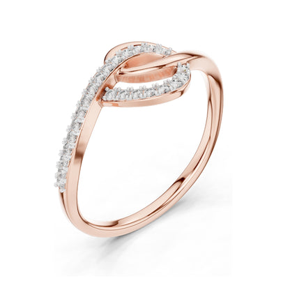 0.12 CT Lab Diamond Pave Twist Ring for Women | VVS-VS EF Clarity | 18KT, 14KT, 10KT Gold & 925 Silver | Rose, Yellow, White Gold & Moissanite Options