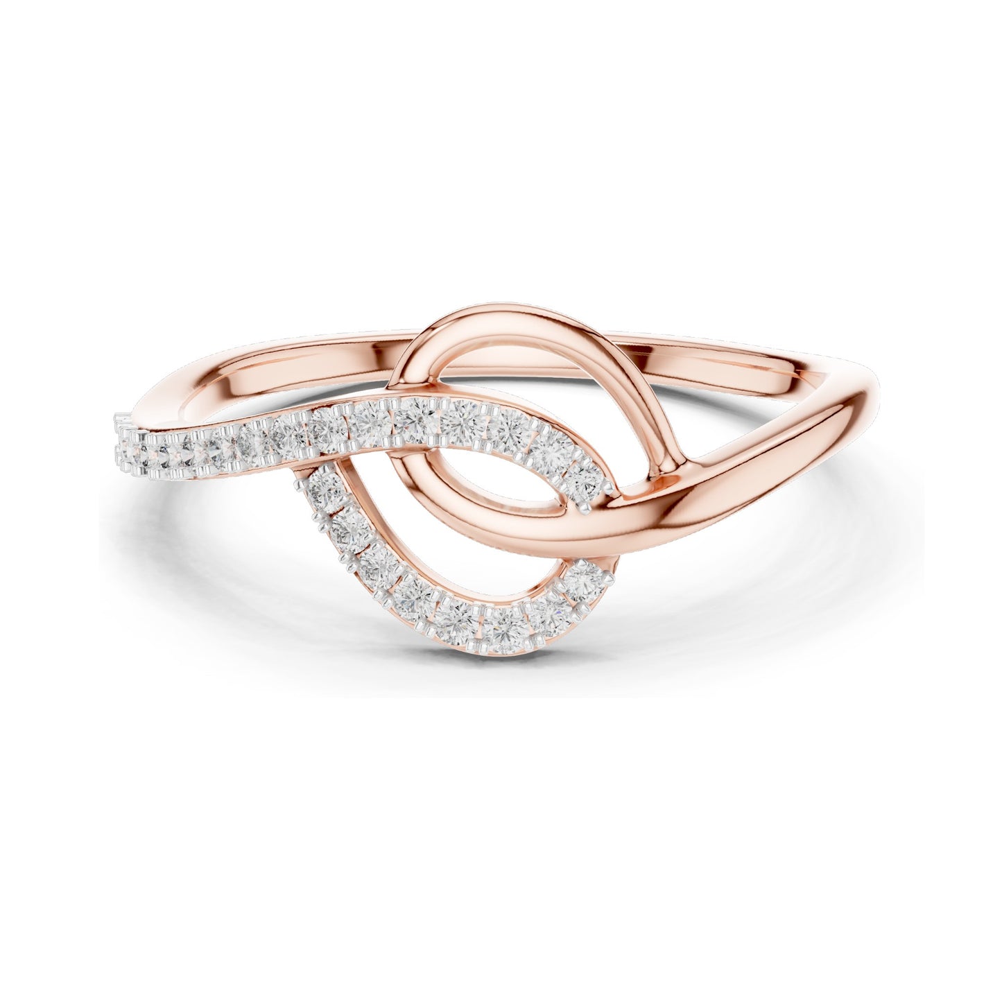 0.12 CT Lab Diamond Pave Twist Ring for Women | VVS-VS EF Clarity | 18KT, 14KT, 10KT Gold & 925 Silver | Rose, Yellow, White Gold & Moissanite Options