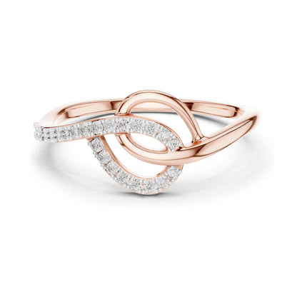 0.12 CT Lab Diamond Pave Twist Ring for Women | VVS-VS EF Clarity | 18KT, 14KT, 10KT Gold & 925 Silver | Rose, Yellow, White Gold & Moissanite Options