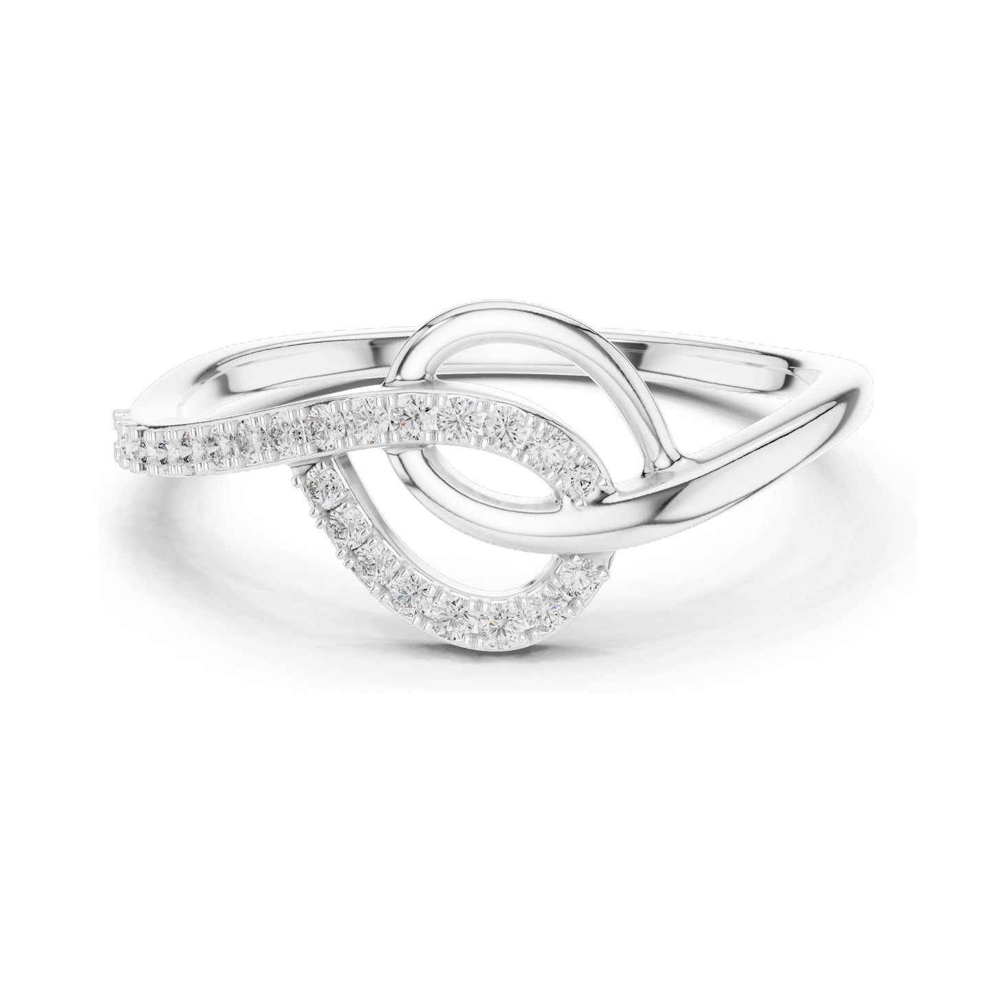 0.12 CT Lab Diamond Pave Twist Ring for Women | VVS-VS EF Clarity | 18KT, 14KT, 10KT Gold & 925 Silver | Rose, Yellow, White Gold & Moissanite Options