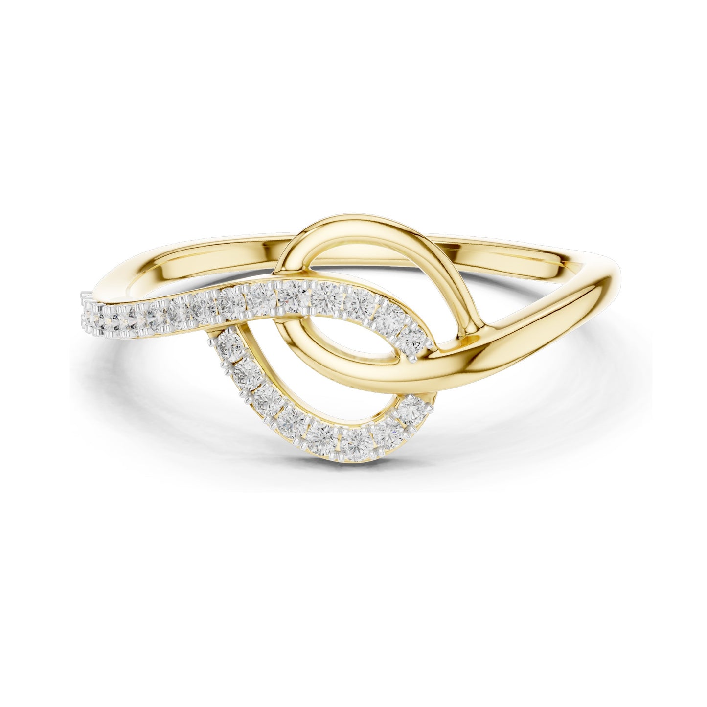 0.12 CT Lab Diamond Pave Twist Ring for Women | VVS-VS EF Clarity | 18KT, 14KT, 10KT Gold & 925 Silver | Rose, Yellow, White Gold & Moissanite Options