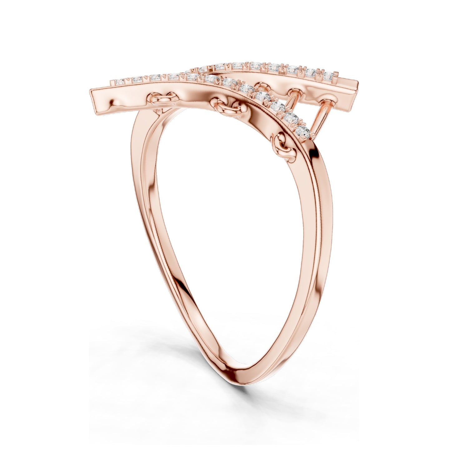 0.12 CT Lab Diamond Pave Cross Band Ring for Women | VVS-VS EF Clarity | 18KT, 14KT, 10KT Gold & 925 Silver | Rose, Yellow, White Gold & Moissanite Options