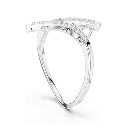 0.12 CT Lab Diamond Pave Cross Band Ring for Women | VVS-VS EF Clarity | 18KT, 14KT, 10KT Gold & 925 Silver | Rose, Yellow, White Gold & Moissanite Options