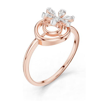 0.148 CT Lab Diamond Floral Spiral Ring for Women | VVS-VS EF Clarity | 18KT, 14KT, 10KT Gold & 925 Silver | Rose, Yellow, White Gold & Moissanite Options