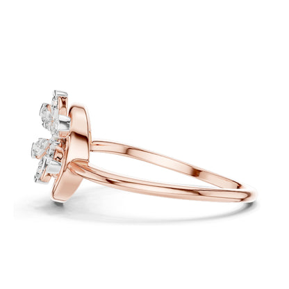 0.148 CT Lab Diamond Floral Spiral Ring for Women | VVS-VS EF Clarity | 18KT, 14KT, 10KT Gold & 925 Silver | Rose, Yellow, White Gold & Moissanite Options