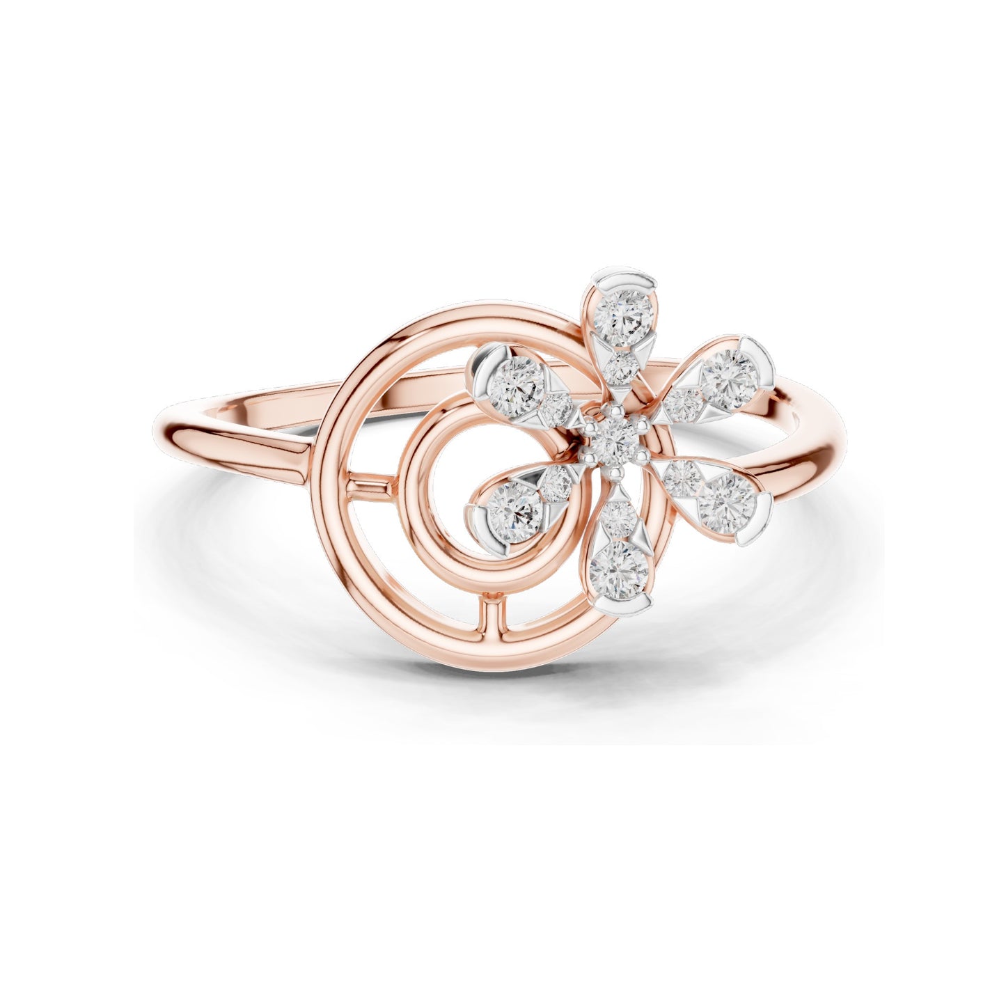 0.148 CT Lab Diamond Floral Spiral Ring for Women | VVS-VS EF Clarity | 18KT, 14KT, 10KT Gold & 925 Silver | Rose, Yellow, White Gold & Moissanite Options